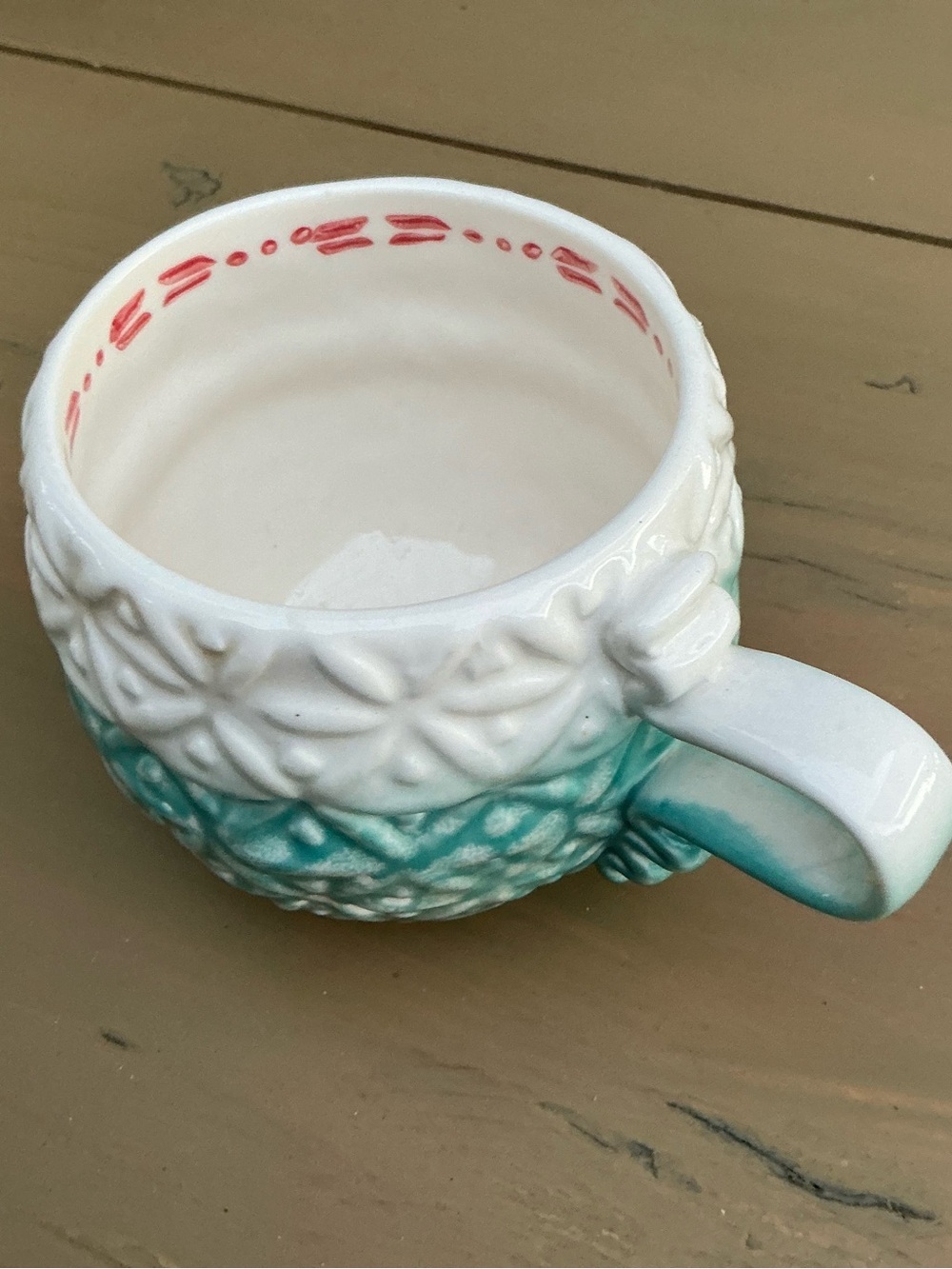 Anthropologie Coffee Mug Cup Blue Marshmallow Textured 3D Textured Ceramic Teal